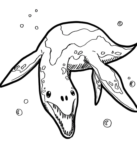 Tarih öncesi bir yaratığın siyah beyaz renkli sayfası.