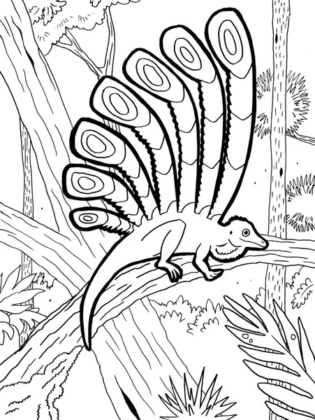 Tarih öncesi bir yaratığın siyah beyaz renkli sayfası.