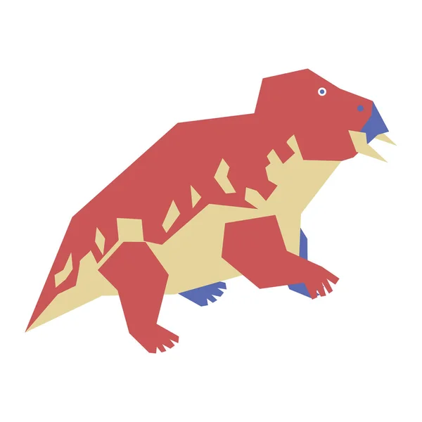 Tarih öncesi bir yaratığın renkli soyut geometrik vektör çizimi.