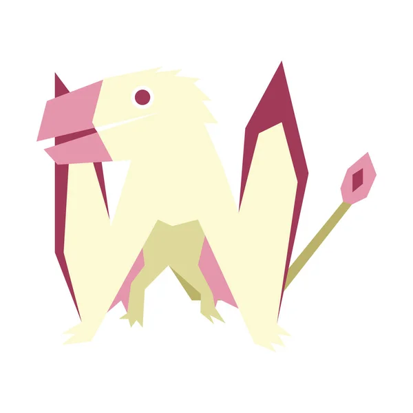 Tarih öncesi bir yaratığın renkli soyut geometrik vektör çizimi.