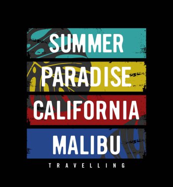 Yaz cenneti California Malibu tipografi tişört tasarımı gr