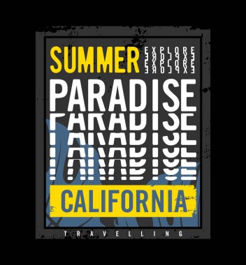 Yaz cenneti California tipografi tişört tasarımı grafiği p