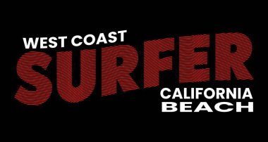 Sörfçü Kaliforniya tasarım tipografisi, vektör tasarım metin illüstrasyonu, imza, t-shirt grafikleri, baskı.