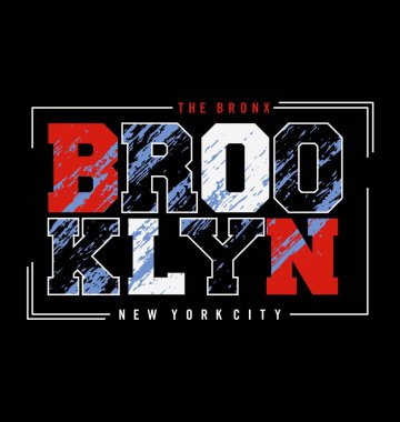 BROOKLYN tasarım tipografi, vektör tasarım metin illüstrasyonu, işaret, t gömlek grafikleri, yazdırma.