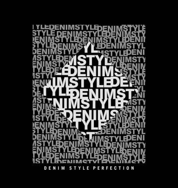 Denim Biçim tasarım tipografisi, vektör tasarım metin illüstrasyonu, imza, t-shirt grafikleri, yazdırma.