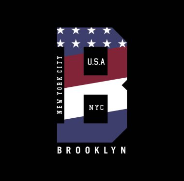 B Brooklyn tasarım tipografisi, vektör tasarımı metin illüstrasyonu, imza, t-shirt grafikleri, baskı.