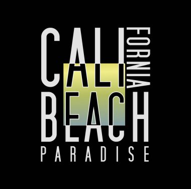 Beach Paradise California tasarım tipografisi, vektör tasarım metni çizimi, imza, t-shirt grafikleri, baskı.
