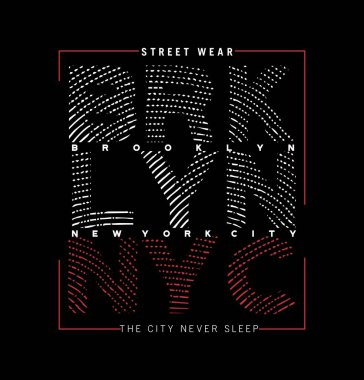 BRKLYN Brooklyn tasarım tipografisi, vektör tasarım metin illüstrasyonu, imza, t gömlek grafikleri, yazdırma.