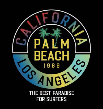 CALIFORNIA Palm Beach tasarım tipografisi, vektör tasarım metin illüstrasyonu, poster, afiş, el ilanı, kartpostal, imza, t-shirt grafikleri, yazdırma vs.