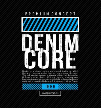 CORE DENIM tasarım tipografisi, vektör tasarım metin illüstrasyonu, poster, afiş, broşür, kartpostal, imza, t-shirt grafikleri, yazdırma vs.