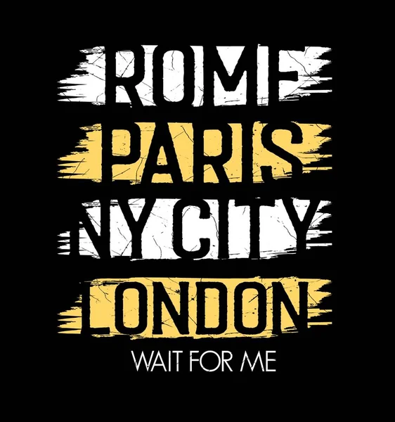 Rome Paris City London Tipografía Diseño Ilustración Texto Diseño Vectorial — Vector de stock