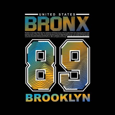 BRONX 89 Brooklyn renkli tasarım tipografisi, vektör tasarım metin illüstrasyonu, poster, afiş, el ilanı, kartpostal, imza, t-shirt grafikleri, baskı vs.