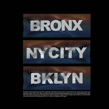 BRONX NY CITY BKLYN tasarım tipografi, vektör tasarım metin illüstrasyonu, poster, pankart, kartpostal, imza, t-shirt grafikleri, yazdırma vs.
