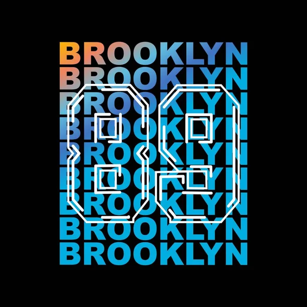 Brooklyn Repetir Número Tipografía Diseño Ilustración Texto Diseño Vectorial Póster — Vector de stock