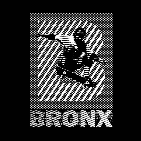 Bronxグランジスケートボードデザインタイポグラフィ ベクトルデザインテキストイラスト ポスター バナー チラシ ポストカード サイン Tシャツグラフィック プリントなど — ストックベクタ