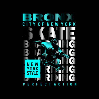 BRONX kaykay tasarımı tipografi, vektör grafik illüstrasyon, t-shirtler ve diğerleri için