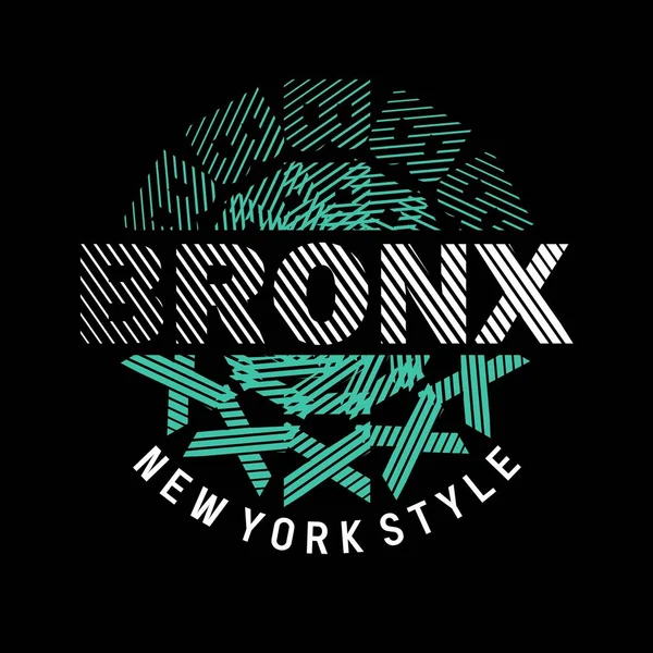 Bronx New York Style Circle Design Typography Vector Graphic Illustration — 스톡 벡터