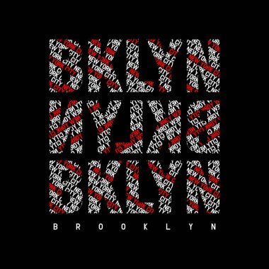 BROOKLYN BKLYN tasarım tipografi, vektör grafik illüstrasyon, t-shirtler ve diğerleri için
