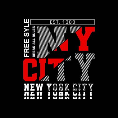 NY CITY serbest stil dizayn tipografisi, vektör grafik illüstrasyonu, t-shirtler ve diğerleri için