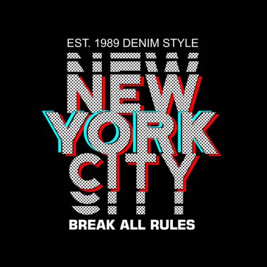 New York City nokta etkisi tasarım tipografisi, vektör grafik illüstrasyonu, t-shirtler ve diğerleri için