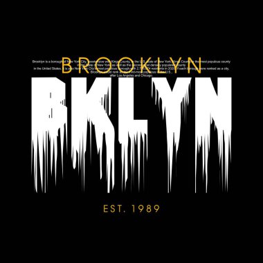 BROOKLYN BKLYN tasarım tipografi, vektör grafik illüstrasyon, t-shirtler ve diğerleri için