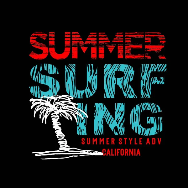 Sommer Surfing Design Typografie Grunge Hintergrund Vektor Design Text Illustration — Stockvektor
