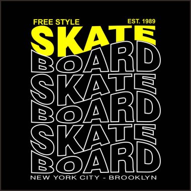 Serbest stil kaykay tahtası dalga etkisi tasarım tipografisi, vektör tasarım metni illüstrasyonu, işaret, t gömlek grafikleri, yazdırma.