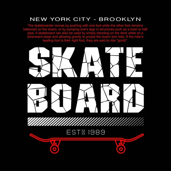 Skate Board Crack Design Typography Vector Design Text Illustration Sign — Vector de stock