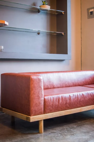 Shaped Armchair Sofa Solid Oak Oak Wood Natural Leather Seat — Stockfoto