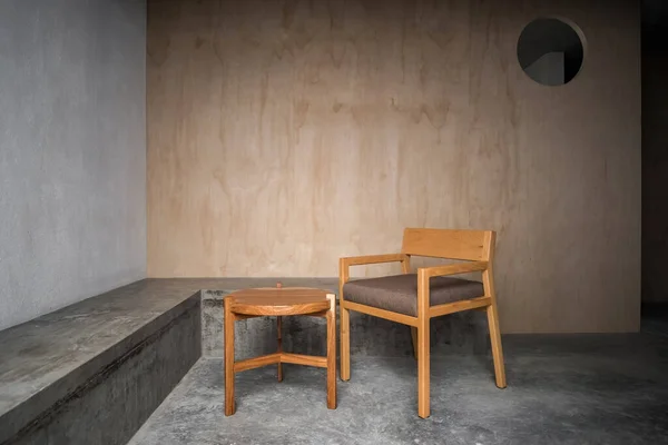 Side Table Terrazzo Top Wood Base Solid Wood Hardwood Chair — Stockfoto