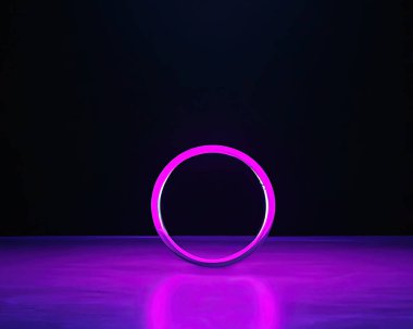 light rings, pink and blue, magenta and turquoise with reflections on the floor, black background, moving light rings, background, wallpaper, wallpaper, mobile background