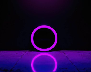 light rings, pink and blue, magenta and turquoise with reflections on the floor, black background, moving light rings, background, wallpaper, wallpaper, mobile background