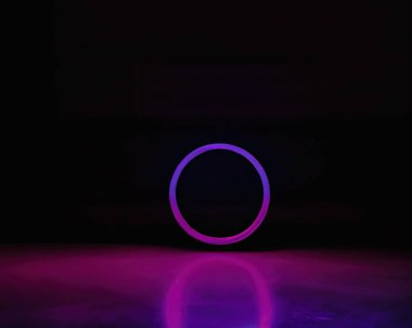 light rings, pink and blue, magenta and turquoise with reflections on the floor, black background, moving light rings, background, wallpaper, wallpaper, mobile background