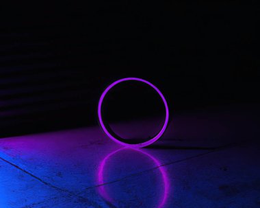 light rings, pink and blue, magenta and turquoise with reflections on the floor, black background, moving light rings, background, wallpaper, wallpaper, mobile background