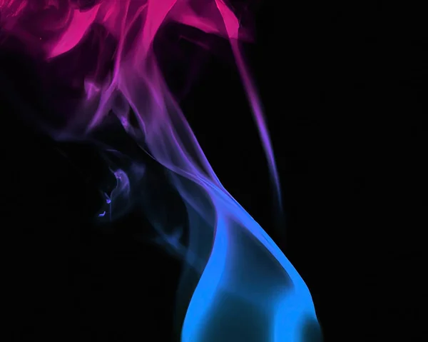 Close Colorful Pink Blue Steam Smoke Mystical Fabulous Forms Black — Stockfoto