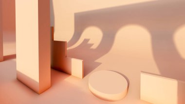 Podyum, ürün standı, pembe arkaplan dokusu üzerine makara yapın ürün sunumları, sergiler ve modeller için ideal arka plan.