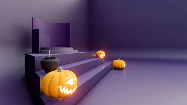 Weergave Weergave Paars Zwart Podium Minimale Abstracte Achtergrond Voor Halloween — Stockfoto