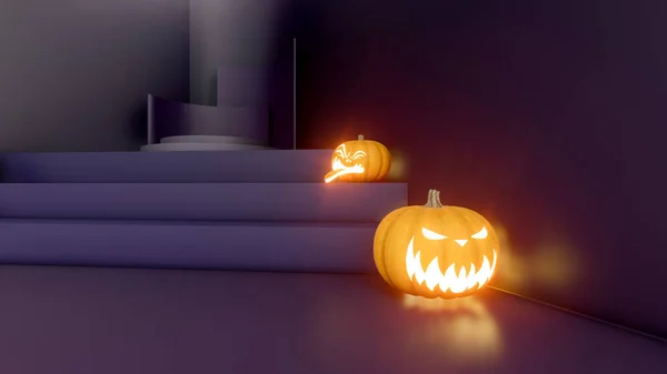 Render Representación Podio Púrpura Negro Fondo Abstracto Mínimo Para Halloween —  Fotos de Stock