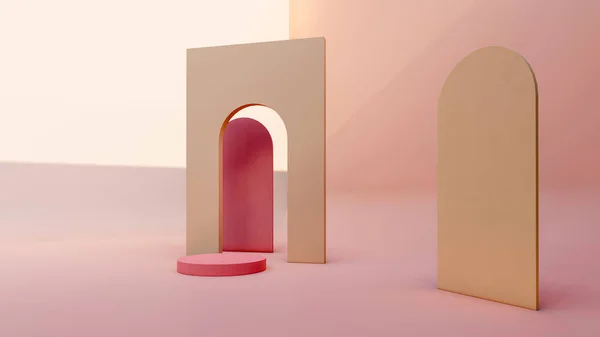 Podium Productstandaard Model Een Roze Achtergrond Textuur Achtergrond Ideaal Decor — Stockfoto