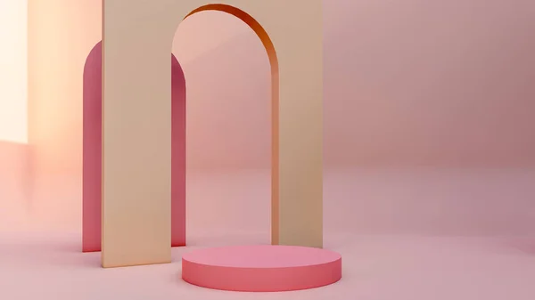 Podium Productstandaard Model Een Roze Achtergrond Textuur Achtergrond Ideaal Decor — Stockfoto