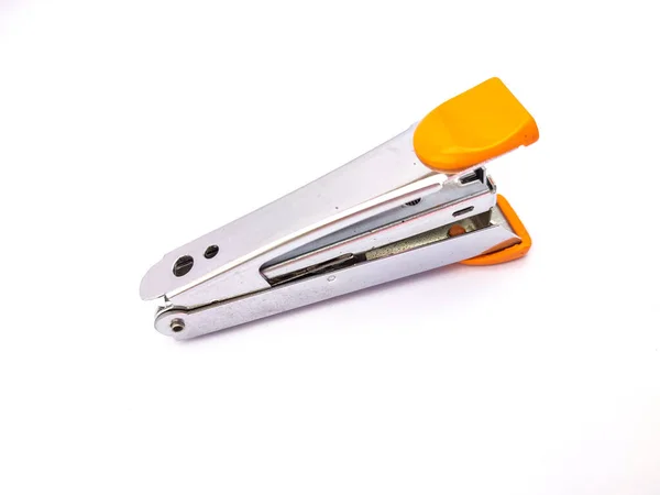 Yellow handy stapler isolated on white background