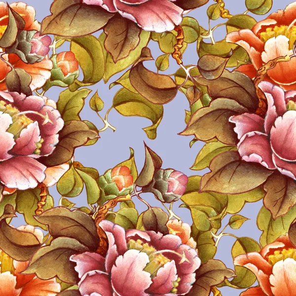 Sömlöst Mönster Camellia Blomma Akvarell Illustration Manuell Sammansättning Design För — Stockfoto
