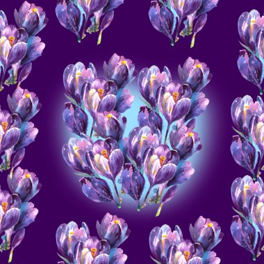 Çiçek timsahları mavi kardamlaları betimler. Suluboya kusursuz desen.