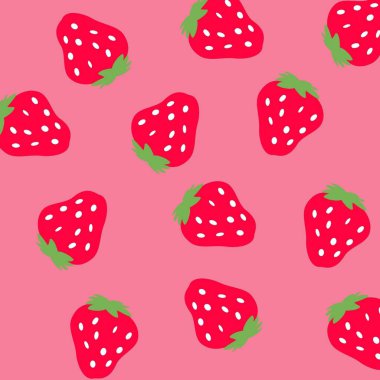 Şirin Kırmızı Pembe Çilek Y2K Şablonu