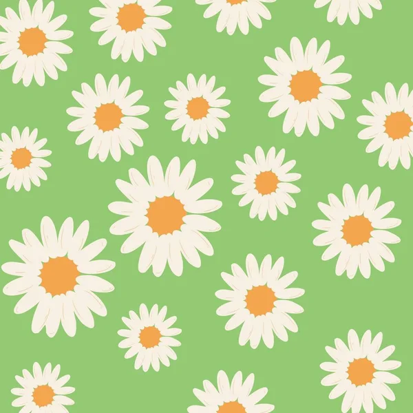 Weiße Blume Grüner Hintergrund Y2K Indie Muster — Stockfoto