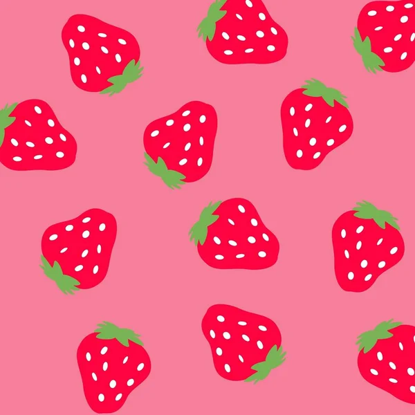 Schattig Rood Roze Aardbei Fruit Y2K Patroon — Stockfoto