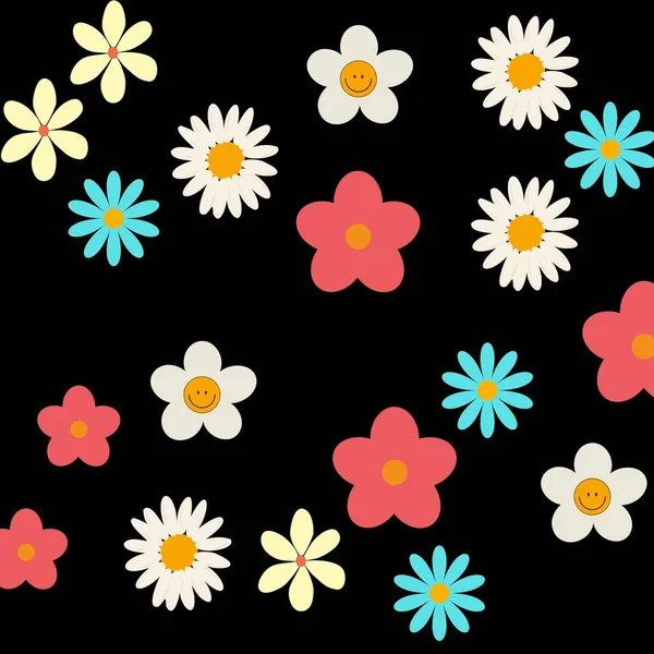 Bunte Y2K Ästhetische Blumenmuster — Stockfoto