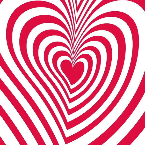 Red White Retro Aesthetic Hypnotic Heart Pattern