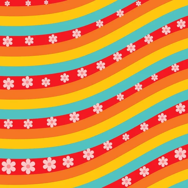 Colorful Retro Swirl Flow Groovy Flowers Y2K Pattern