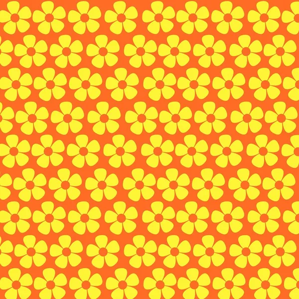 Yellow Flower Pattern Orange Background Y2K Pattern — Stockfoto